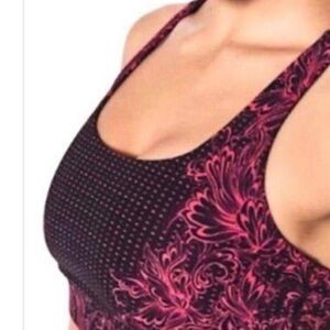 Lululemon Floral Hot Dot Pink&Black Energy Bra Size 8